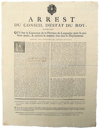 LANGUEDOC. 1751. “Arrest du Conseil d’Estat...