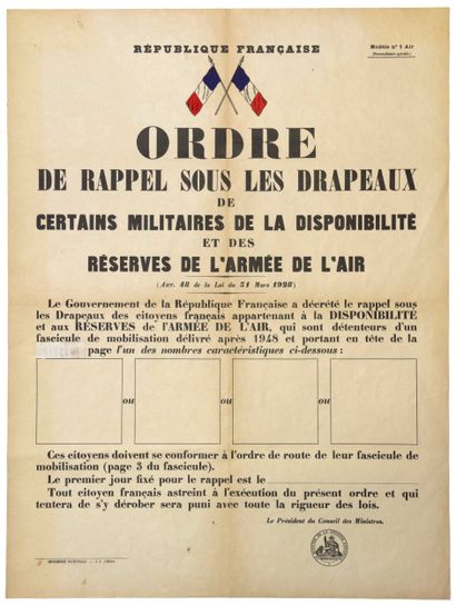(Recrutement des AVIATEURS POUR L'INDOCHINE)....