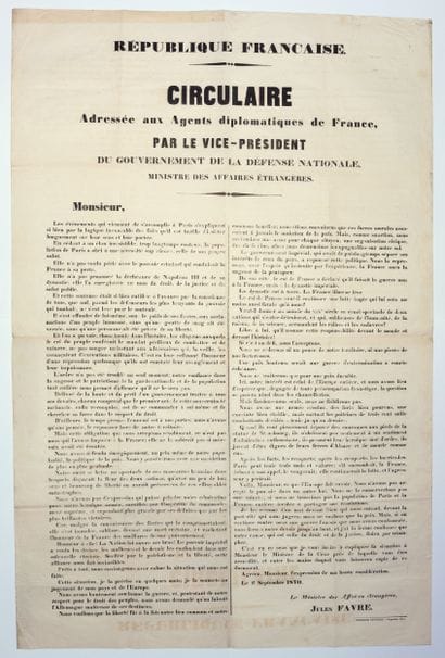 GUERRE DE 1870-1871. « Circulaire adressée...