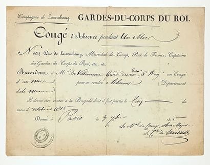 COMPAGNIE DE LUXEMBOURG. 1815. Congé accordé...