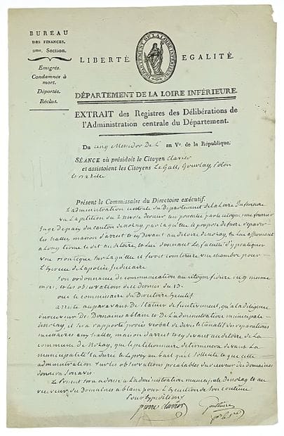 LOIRE ATLANTIQUE. Extract from the deliberations...