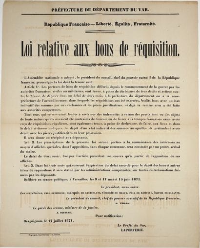 VAR. « LOI relative aux BONS DE RÉQUISITION....
