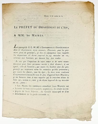 AIN. Circulaire de BOSSI Le Préfet de l'AIN,...