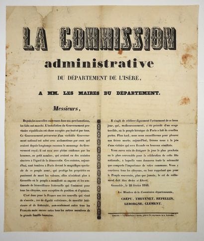 ISÈRE. (FEBRUARY REVOLUTION OF 1848). GRENOBLE,...