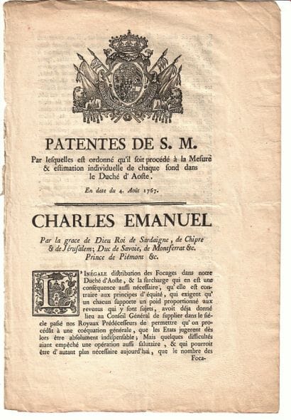 DUCHÉ D’AOSTE - Patentes de CHARLES-EMMANUEL,...