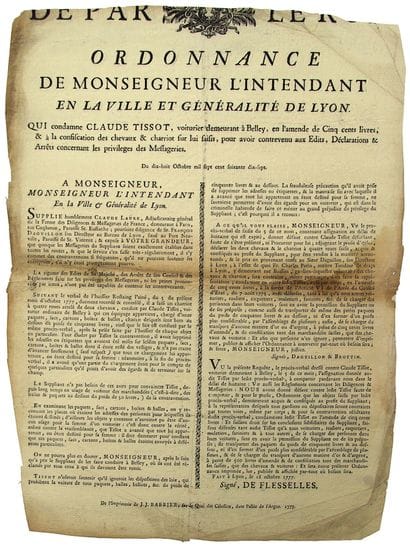 LYON. (AIN). PRIVILÈGES DES MESSAGERIES....
