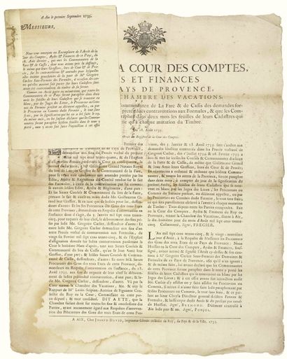 PROVENCE. 1735. Communautés de CASSIS et...