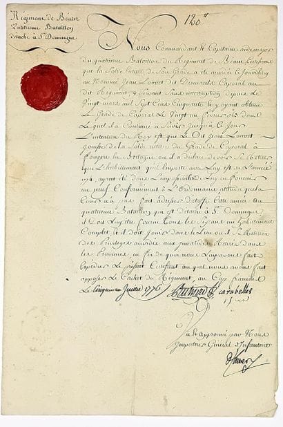 SAINT DOMINGUE. Régiment de BÉARN. Pièce...