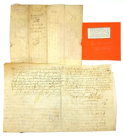 DEUX-SÈVRES. EXOUDUN. 2 Parchments from 1648...