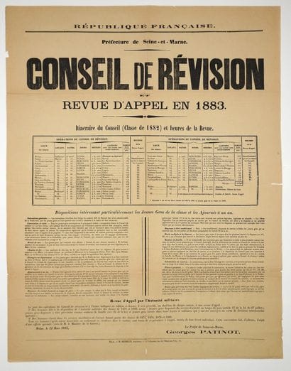 SEINE-ET-MARNE. 1883. « CONSEIL DE RÉVISION...