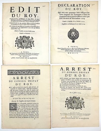VINS ET BOISSONS. 7 Imprimés 1704 – 1781...