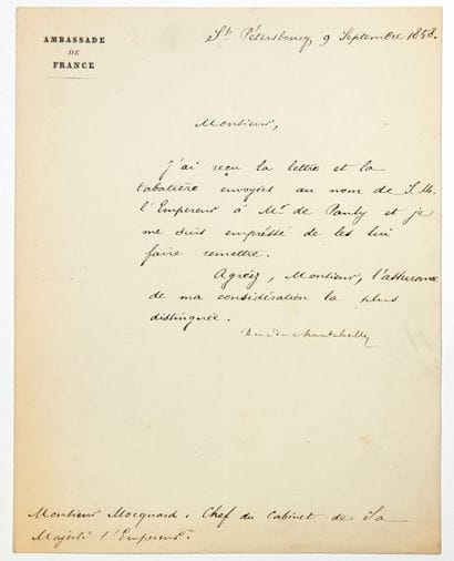 RUSSIE. Duc de MONTEBELLO, Napoléon Auguste...