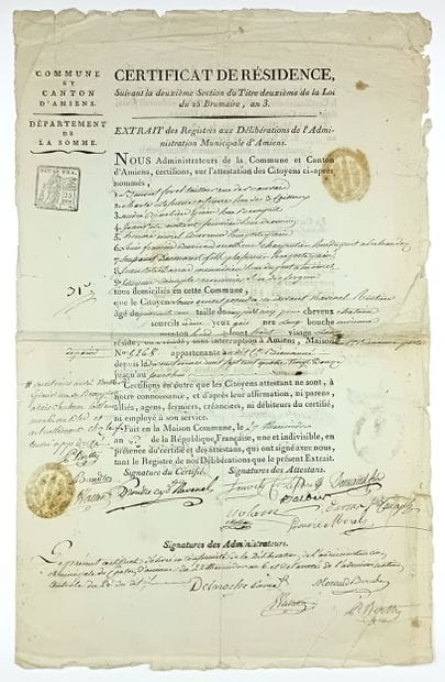 SOMME. Certificate of residence issued by...