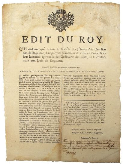 SOCIÉTÉ DES JÉSUITES. 1764. ROUSSILLON. «...