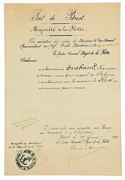 MARINE. Comte de CAVELIER DE CUVERVILLE Jules...