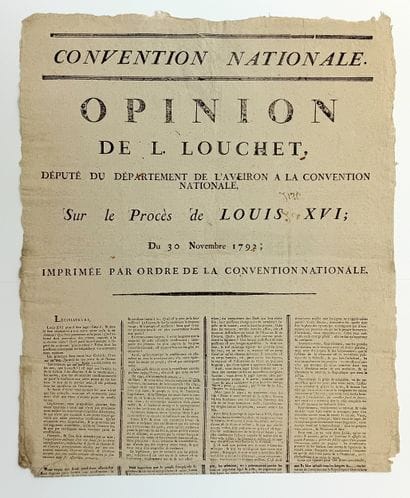 THE TRIAL OF KING LOUIS XVI. AVEYRON. “Opinion...