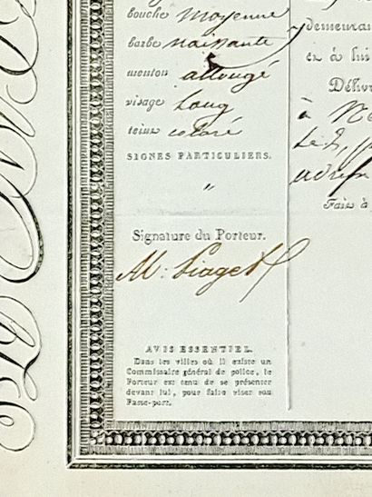 PIAGET SWISS WATCHMAKER. DOUBS. Empire passport...