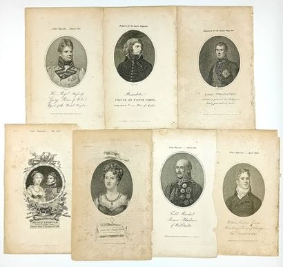 EUROPEAN MONARCHY. 7 engravings (21 x 13...