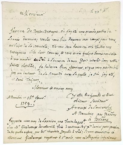 BRETAGNE. ILLE-ET-VILAINE. Lettre signée...