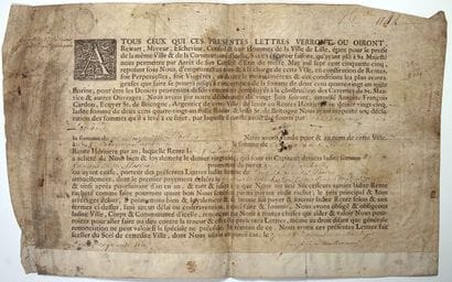 LILLE (Nord). 1756. TITRE DE RENTE de la...