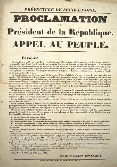 SEINE-ET-OISE. Proclamation de LOUIS-NAPOLÉON...