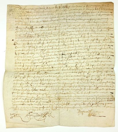 DEUX-SÈVRES. EXOUDUN. 2 Parchments from 1648...