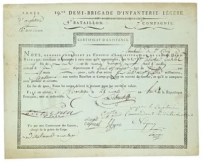 BRITISH ARMY. Document signed by members...