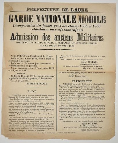 (AUBE). GARDE NATIONALE MOBILE. Incorporation...