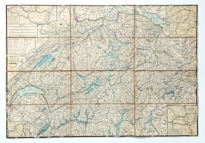 LA SUISSE. Carte toilée repliable (45 x 66...