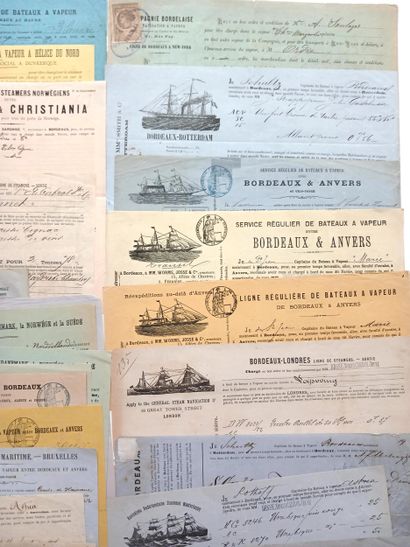 GIRONDE. BORDEAUX. MARINE. 28 Connaissements...