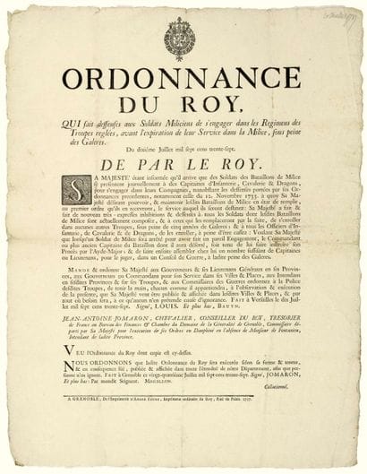 SOLDATS MILICIENS. 1737. “Ordonnance du Roy,...