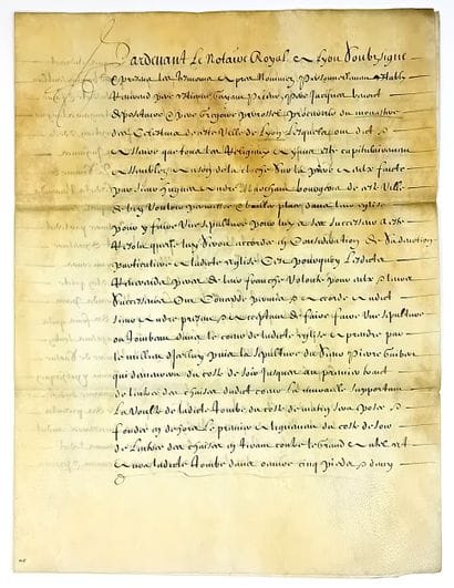 CÉLESTINS DE LYON (Rhône). Notarized contract...