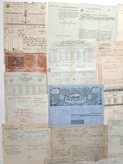 PARIS. 20 ROULAGES et Lettres de voiture...