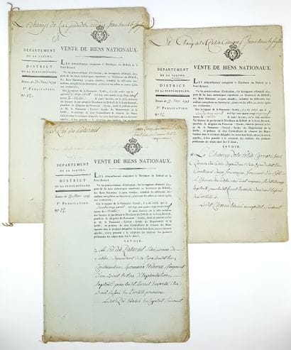 SARTHE. District of La Ferté-Bernard. 3 copies...