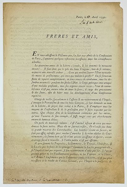 FRIENDS OF THE CONSTITUTION. Printed circular...