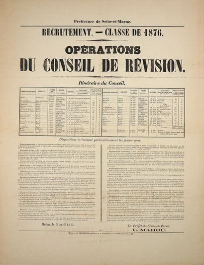 SEINE-ET-MARNE. RECRUTEMENT. Classe de 1876....