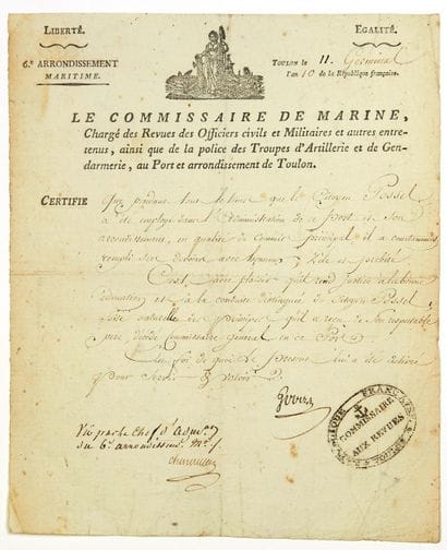 NAVY. TOULON (Var) 11 Germinal, Year 10 (April...