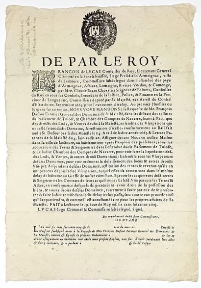 ARMAGNAC. GERS. Proclamation issued in Lectoure...