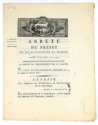 MARNE. CULTE. Arrêté du préfet du département...