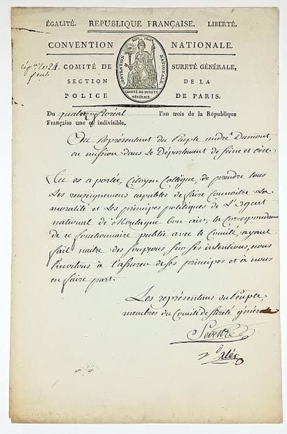 NATIONAL CONVENTION. Piece signed by the...