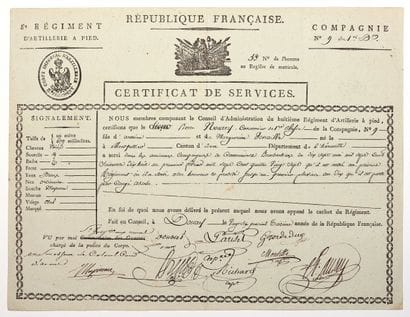 NORTH. 8th FOOT ARTILLERY REGIMENT. Certificate...