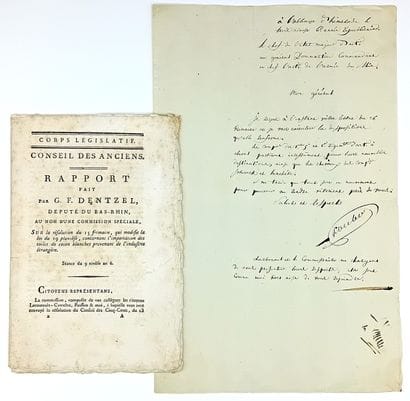 BAS-RHIN. 2 Documents: Letter A.S. from the...