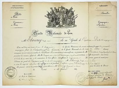 HAUTE-SAÔNE. LURE. BREVET de la GARDE NATIONALE...