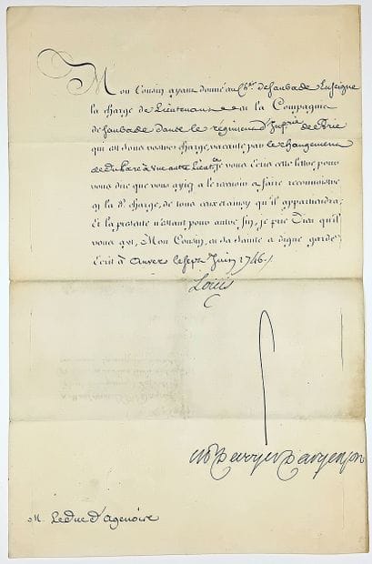 LOUIS XV. Comte d’ARGENSON (Marc Pierre de...