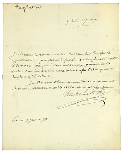 LAMETH (Charles Malo François de) Paris 1757...