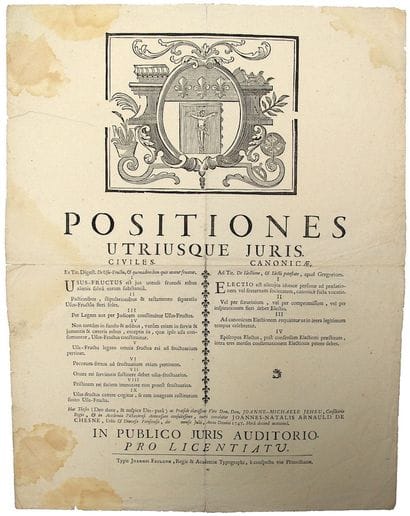 THÈSE. PARIS. 1747.Programme pour la Licence...