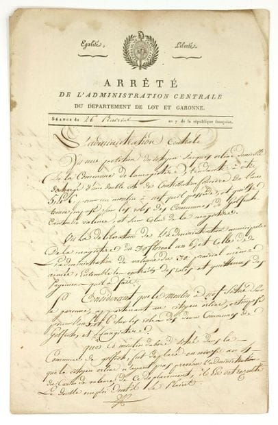LOT-ET-GARONNE. Dispatch of a “Decree of...