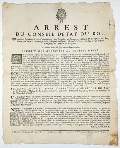 COMMINGES. GERS. « Arrest du Conseil d’État...