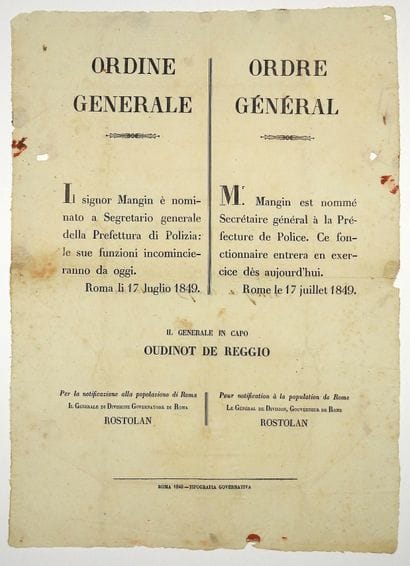 (CAMPAGNE DE ROME) PLACARD BILINGUE - Ordre...