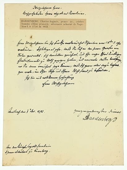 Karl August von HARDENBERG (1750 - 1822)...